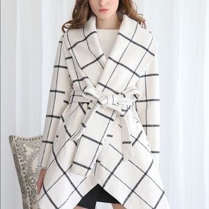 BNWT Chicwish Prairie Grid Rabato Coat- Size XXXL